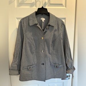 Charter Club Black and White Blazer with Collar Detail Jacket Size 2X